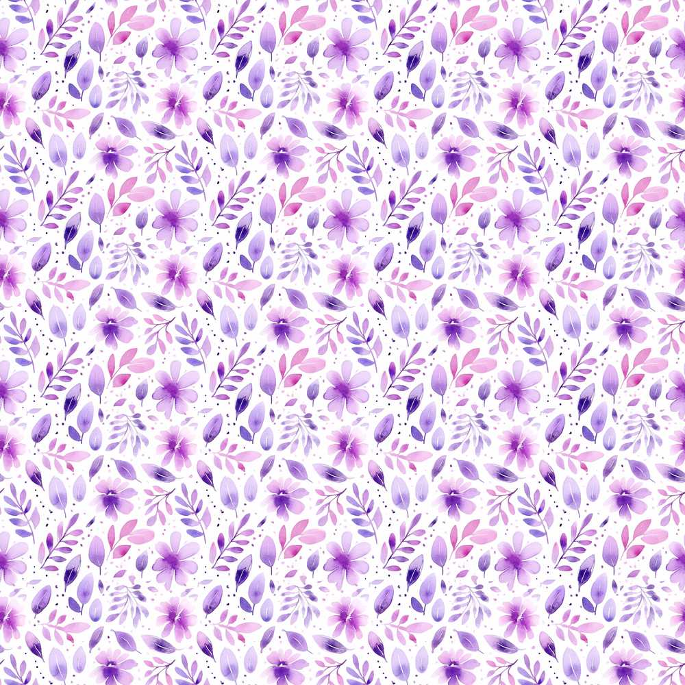 Pastel Purple Watercolor Floral Pattern Soft Botanical Wildflower
