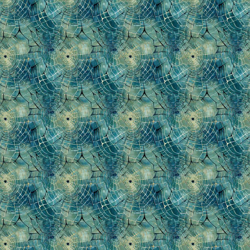 Teal Watercolor Spider Web Pattern with Abstract Texture