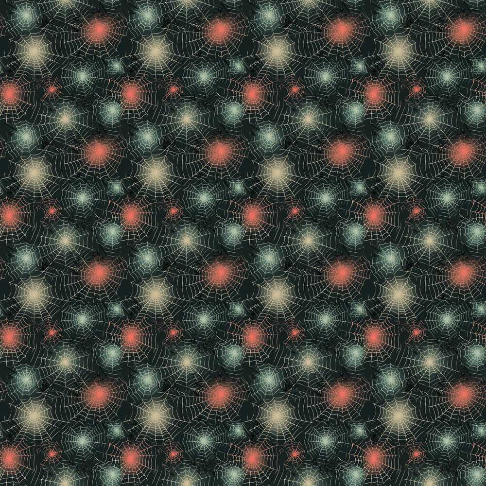 Dark Gothic Spider Web Pattern with Glowing Centers Halloween