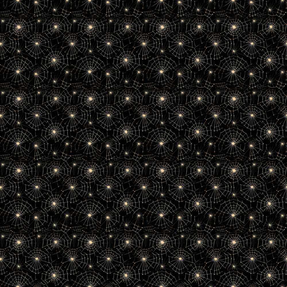 Elegant Gold Spider Web Pattern on Black Background Night