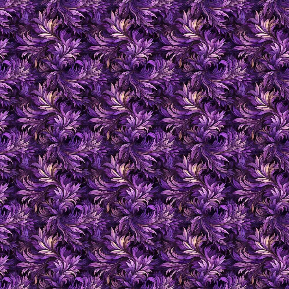 Rich Purple Feather Swirl Abstract Floral Wildflower Pattern Botanical