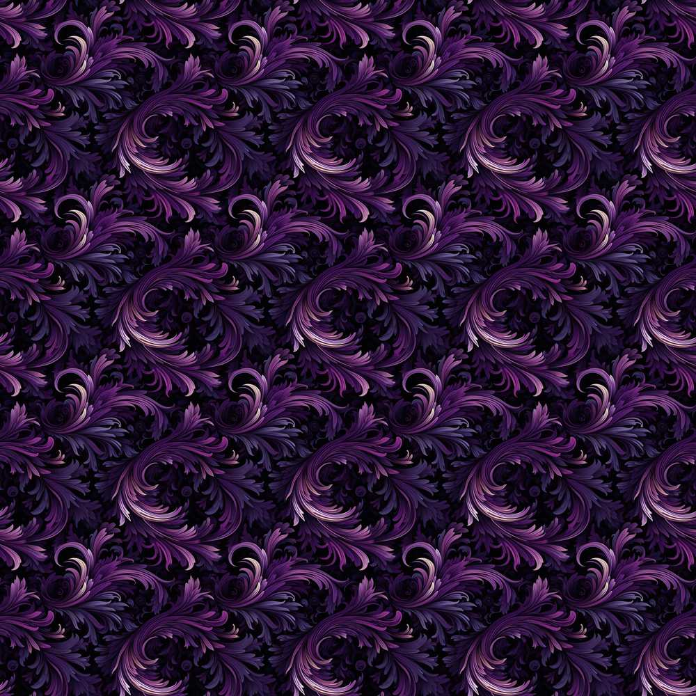 Dark Purple Ornamental Swirl Pattern with Luxurious Texture