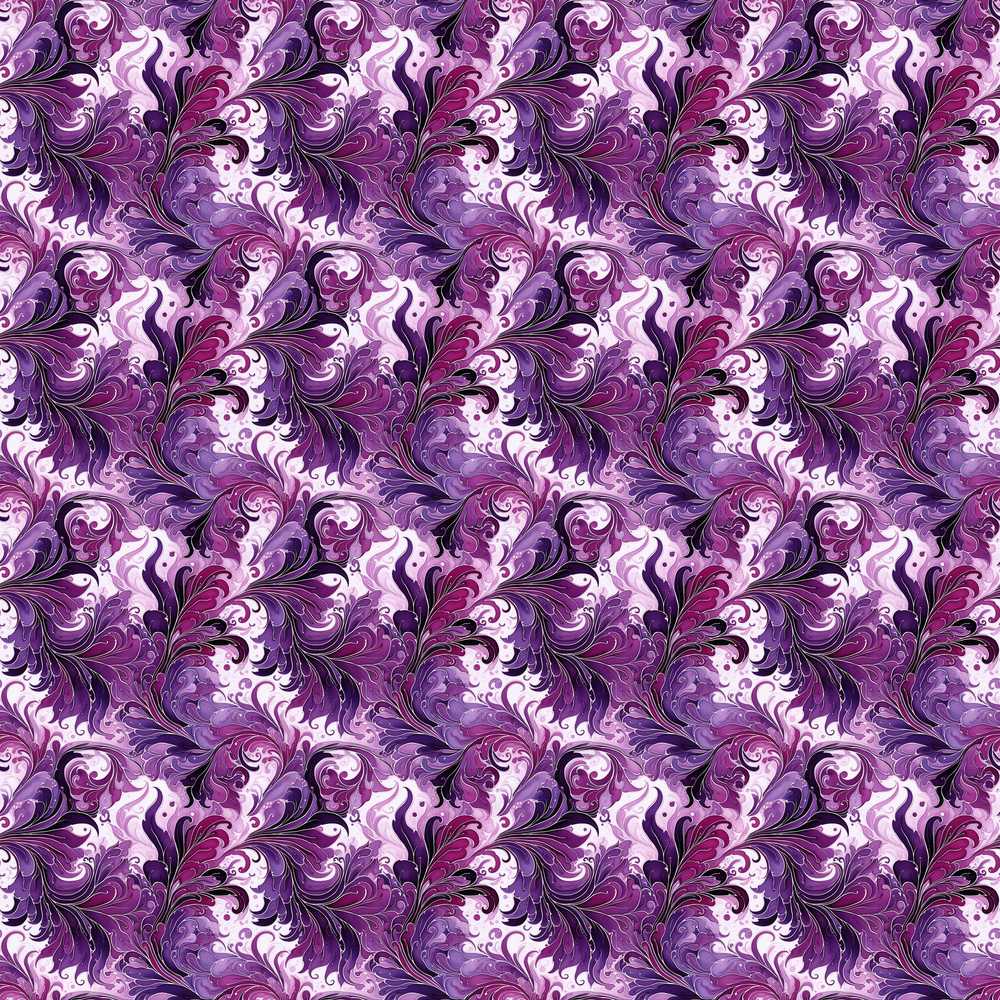 Purple and Magenta Artistic Floral Swirl Pattern Decorative Wildflower