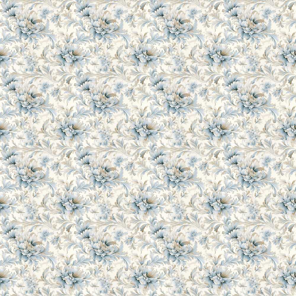 Soft Blue Beige Floral Vintage Wildflower Pattern Botanical