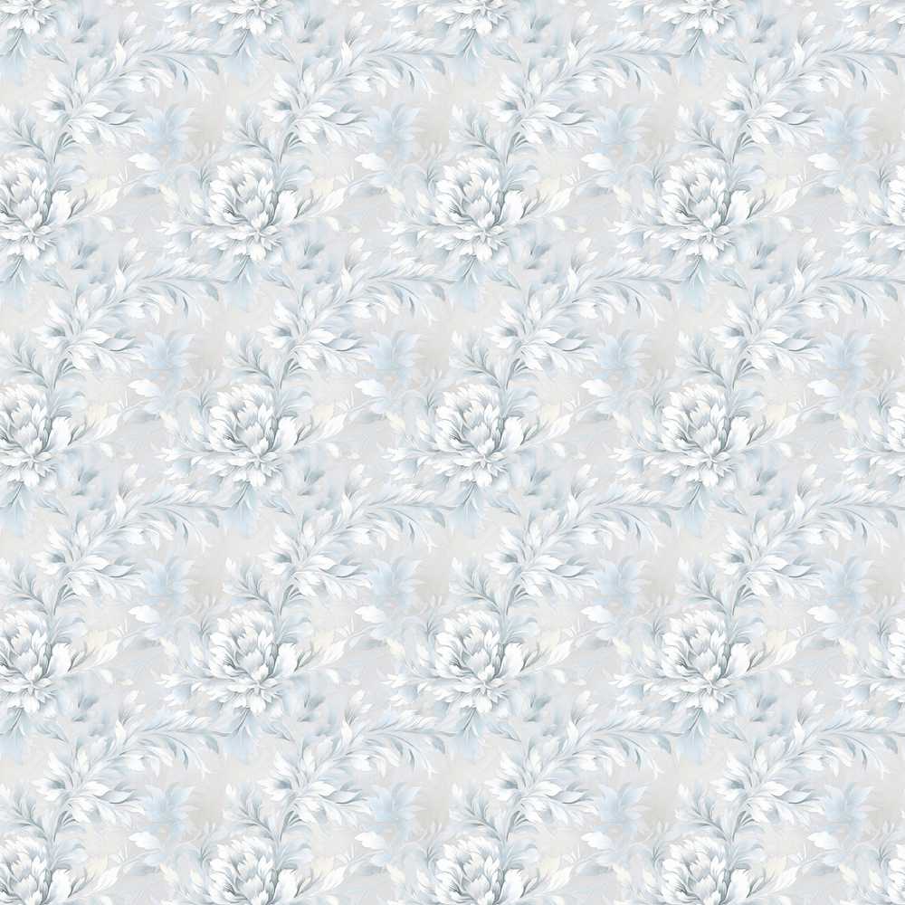Light Grey Blue Soft Floral Elegant Wildflower Pattern Botanical