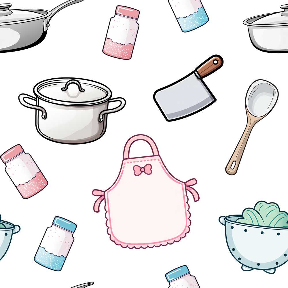 Cute Kitchen Utensils Apron Cooking Light Grey Decorative