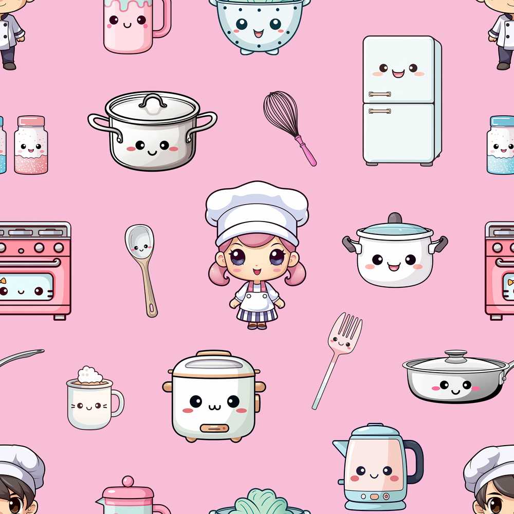 Cute Kawaii Chef Girl Soft Pink Kitchen Utensils