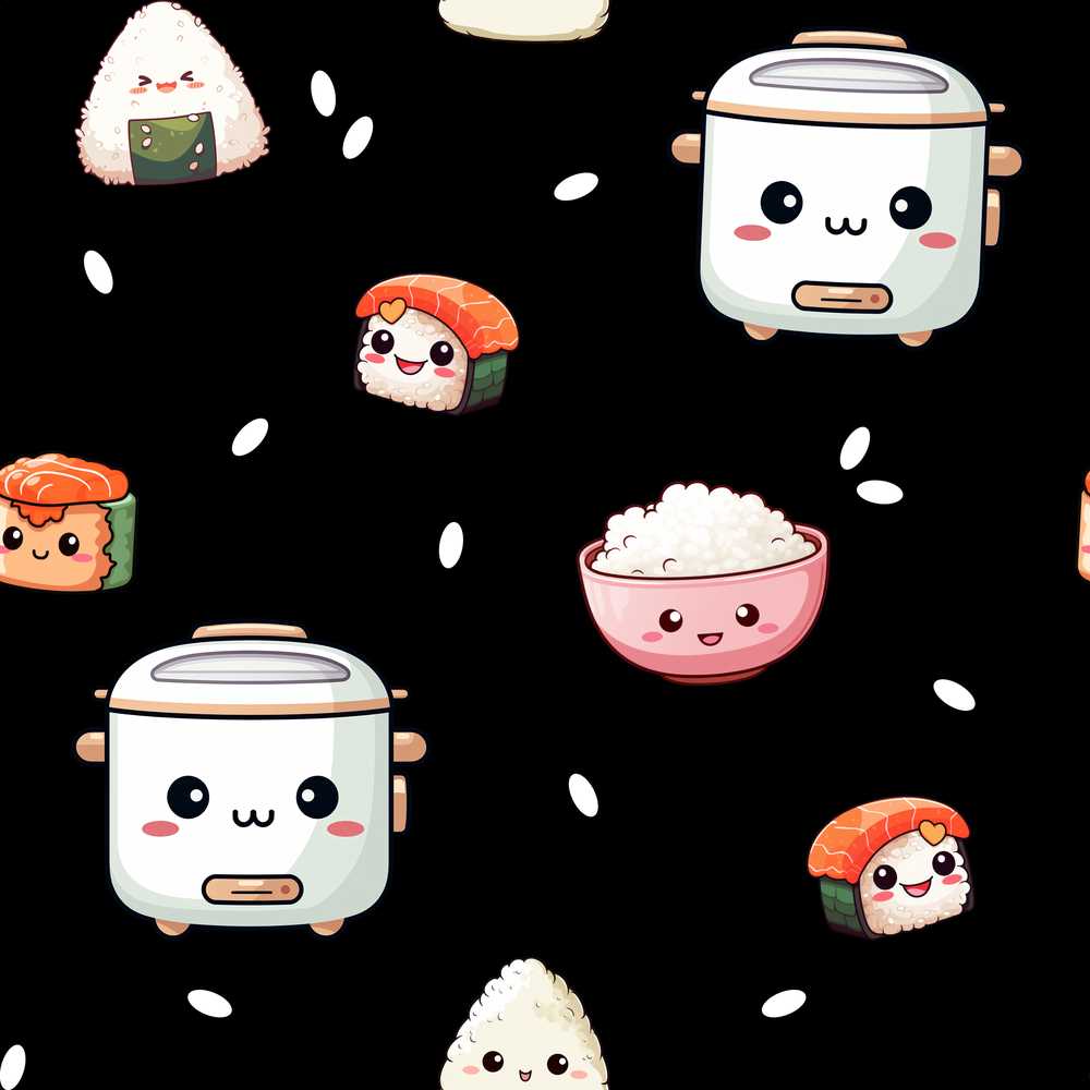 Cute Kawaii Sushi Rice Bowl Cooker Black Background