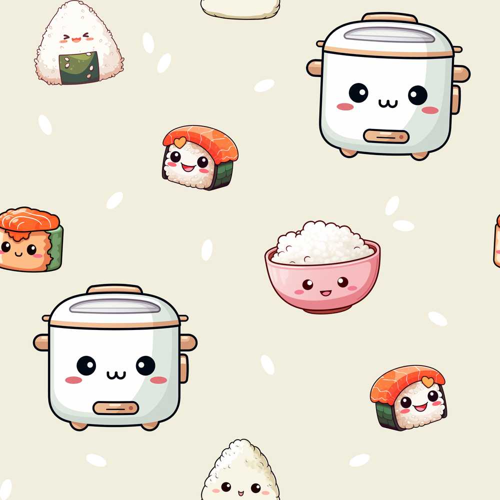 Cute Kawaii Sushi Rice Cooker Bowl Neutral Background
