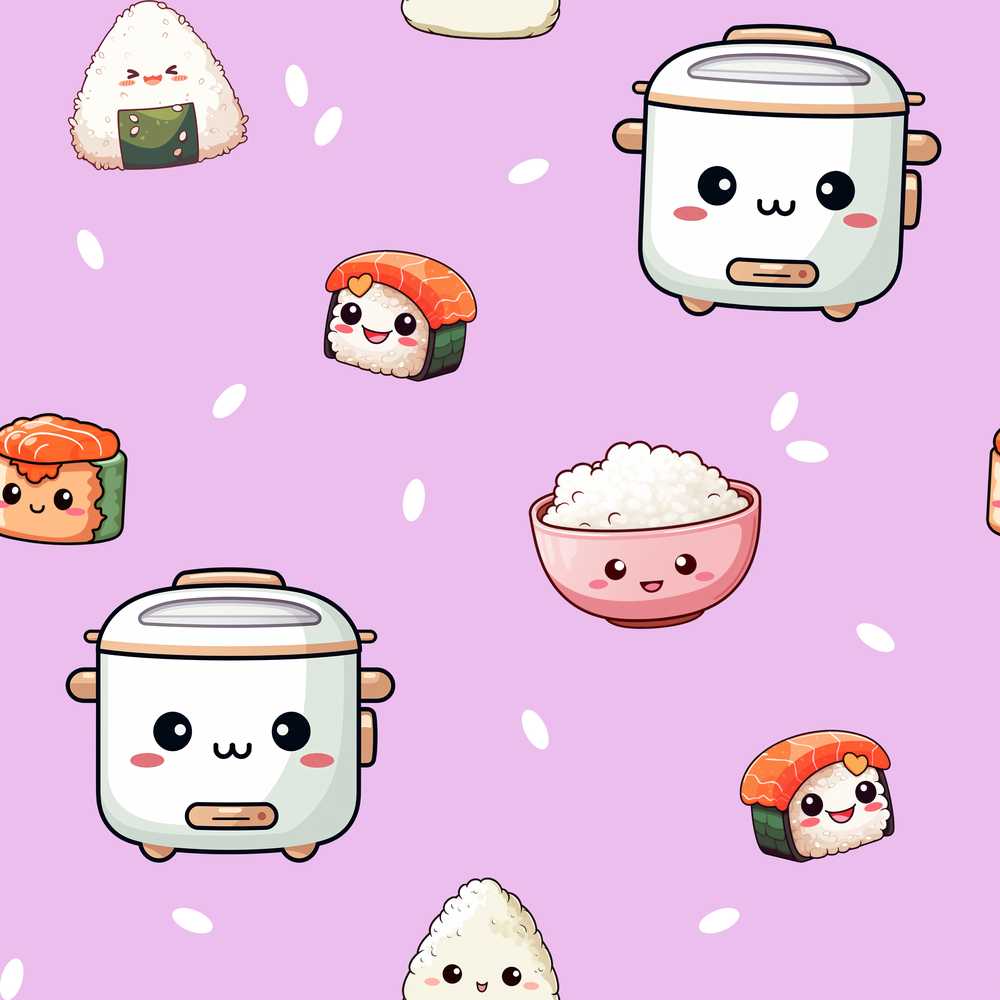 Cute Kawaii Sushi Rice Cooker Bowl Purple Background