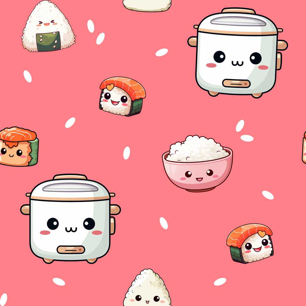 Cute Kawaii Sushi Rice Cooker Bowl Coral Background