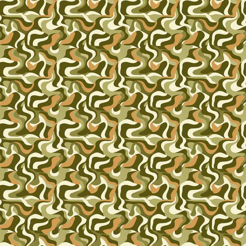 Abstract Olive Green Camouflage Waves Art Texture Pattern