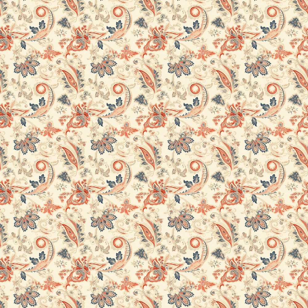 Elegant Vintage Paisley Red Blue Cream Decorative Repeat