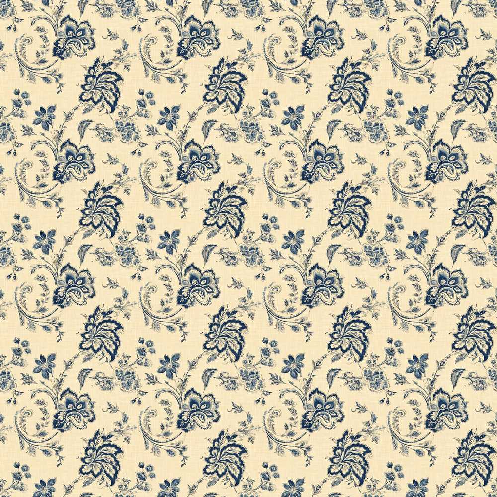 Classic Blue Toile Floral Vintage Wildflower Pattern Botanical