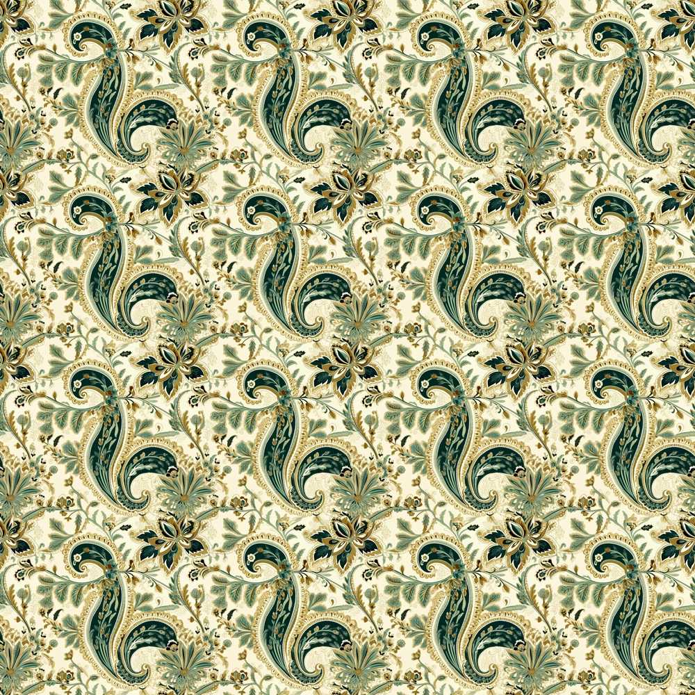 Elegant Green Gold Paisley Floral Wildflower Pattern Botanical