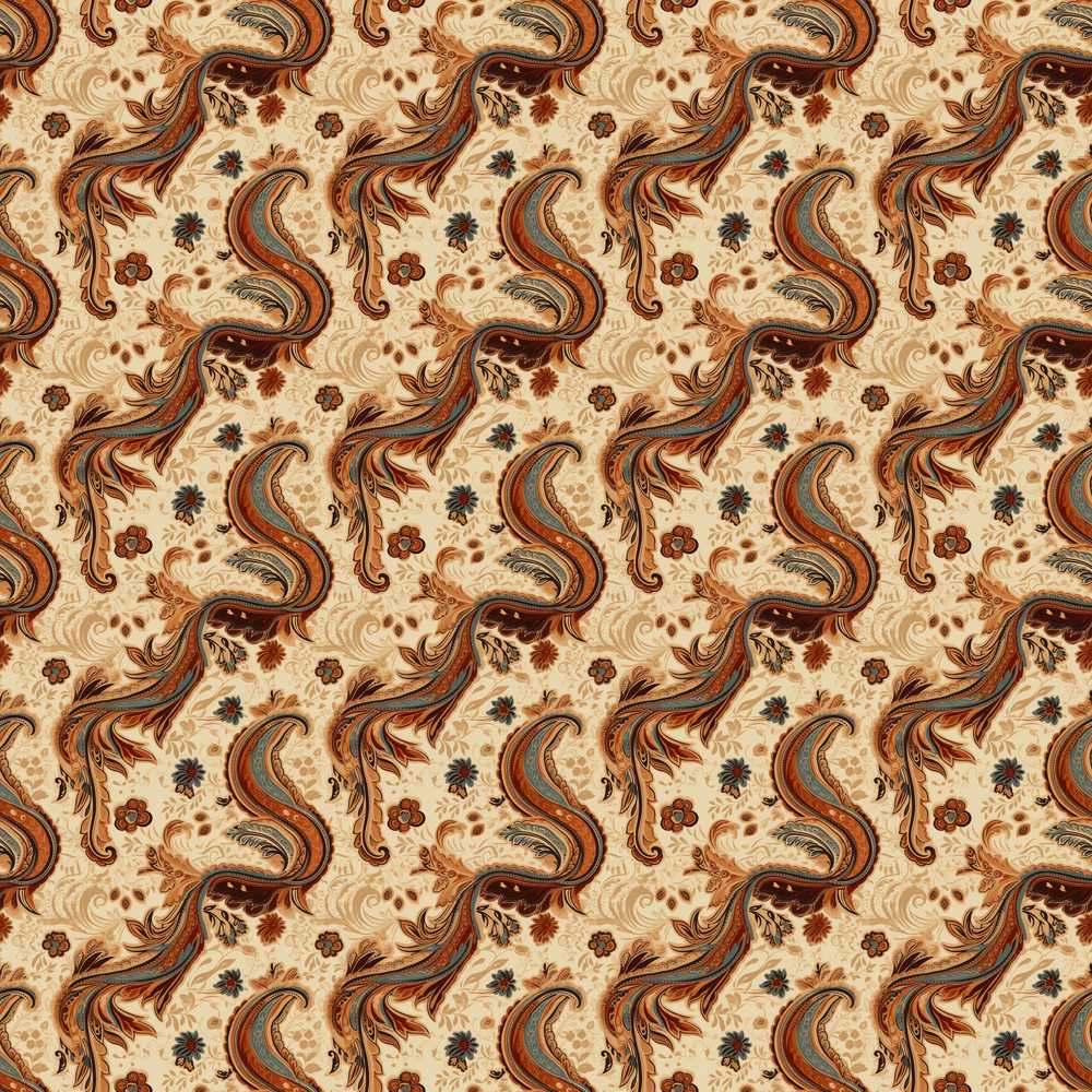 Vintage Warm Brown Paisley Floral Wildflower Pattern Botanical