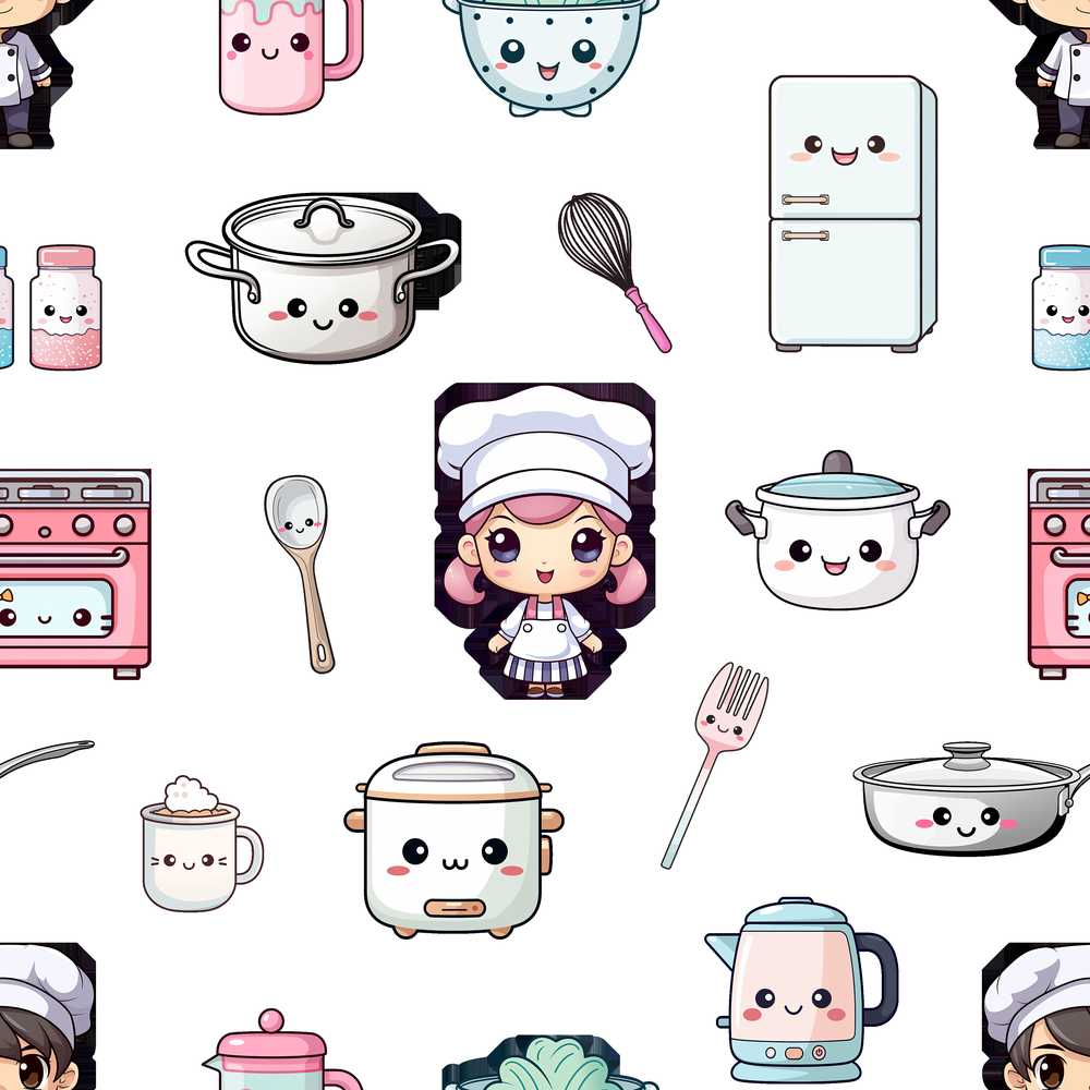 Cute Kawaii Chef Girl Kitchen Appliances Decorative Repeat