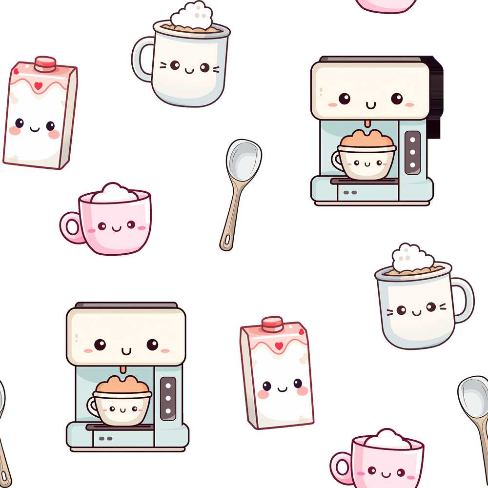 Cute Kawaii Coffee Machine Milk Carton Decorative Repeat