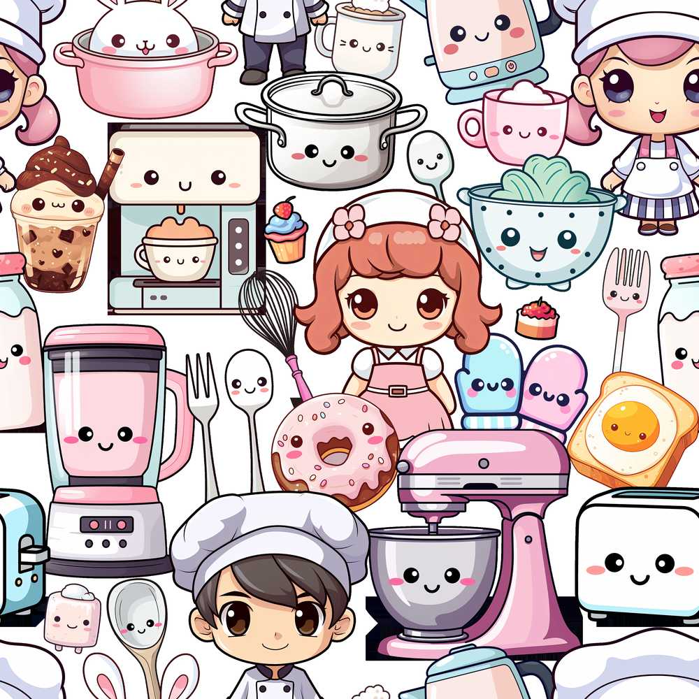 Cute Kawaii Baking Girl Kitchen Utensils Decorative Repeat