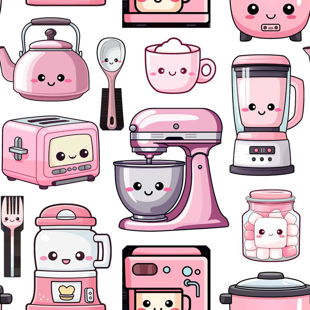 Cute Kawaii Kitchen Appliances Mixer Toaster Decorative Repeat