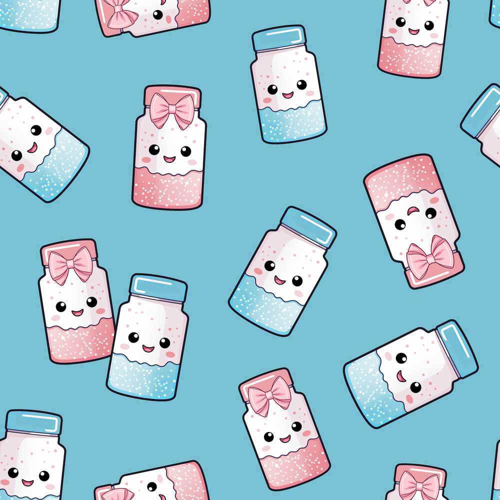 Cute Kawaii Sugar Jars Pink Blue Sprinkles Decorative