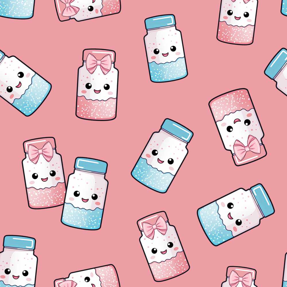 Cute Kawaii Sugar Jars Pastel Sprinkle Pattern Decorative