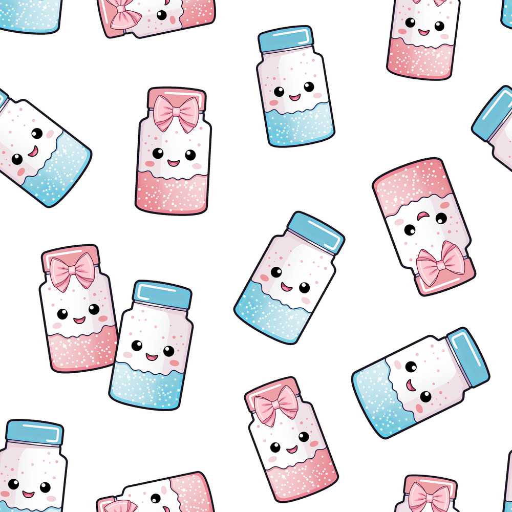 Cute Kawaii Sugar Jars Sprinkle Pattern Decorative Repeat