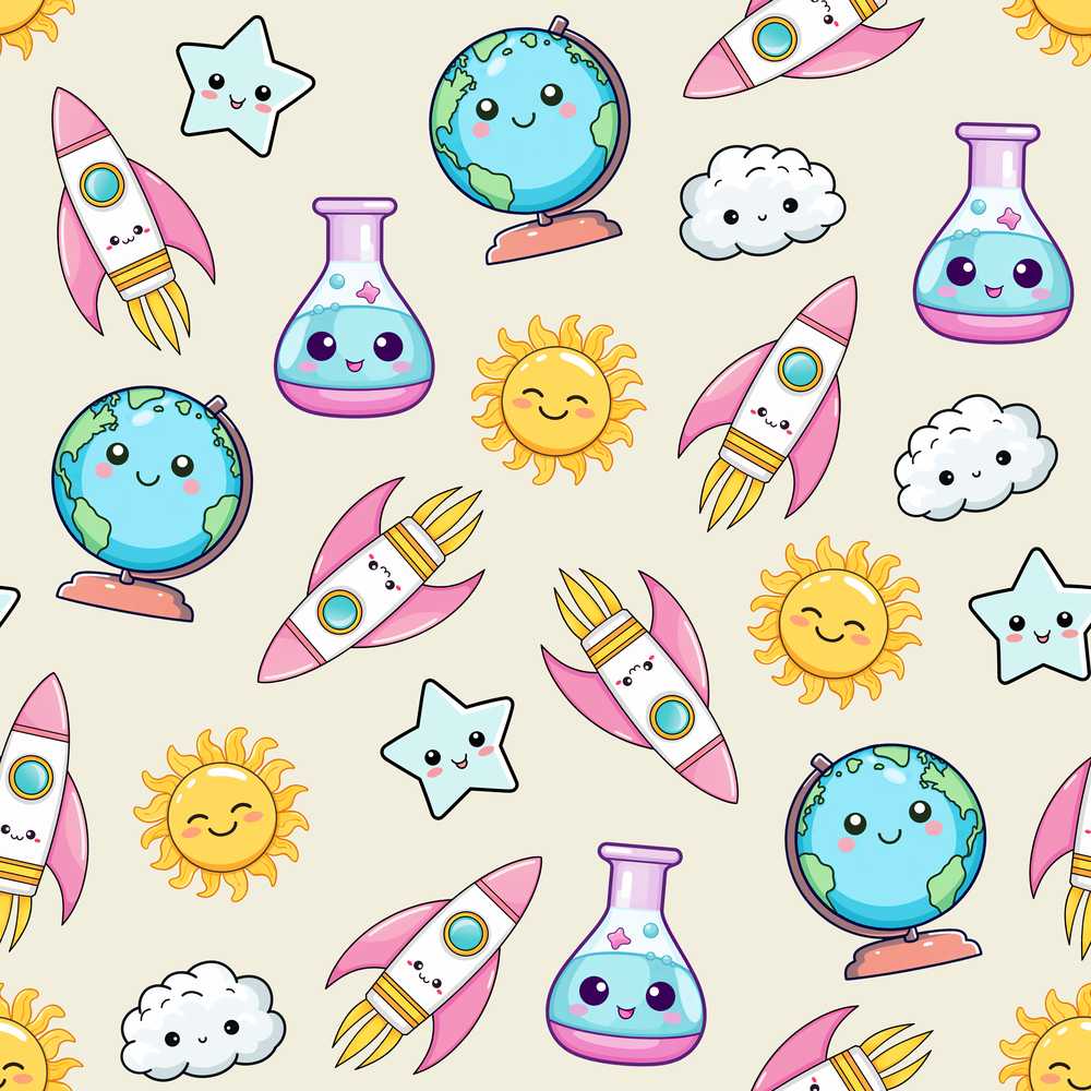 Cute Kawaii Space Rocket Planet Globe Sun Star Cream