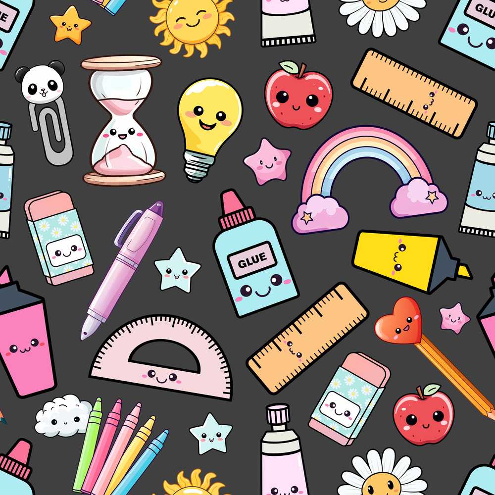 Cute Kawaii School Supplies Rainbow Apple Glue Pen Ruler