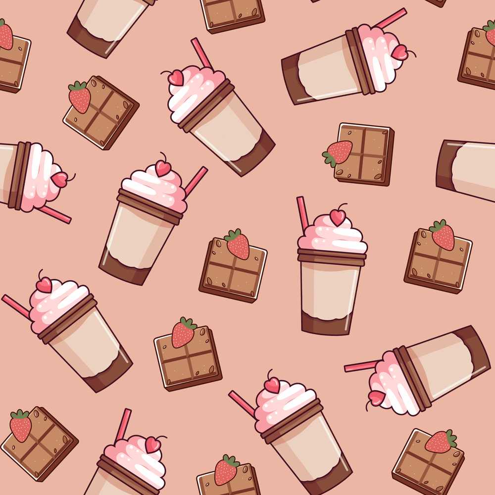 Cute Chocolate Milkshake Peach Background Sweet Drink Decorative
