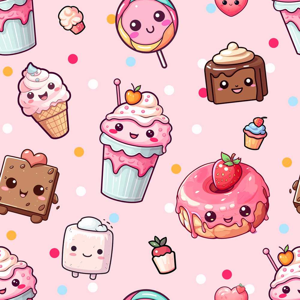 Desserts Cupcakes Donuts and Sweets on Blush Pink Background