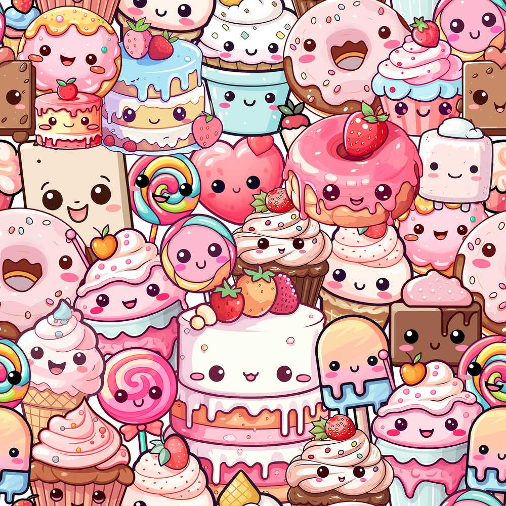 Desserts Cakes Cupcakes Donuts and Sweets Cream Background
