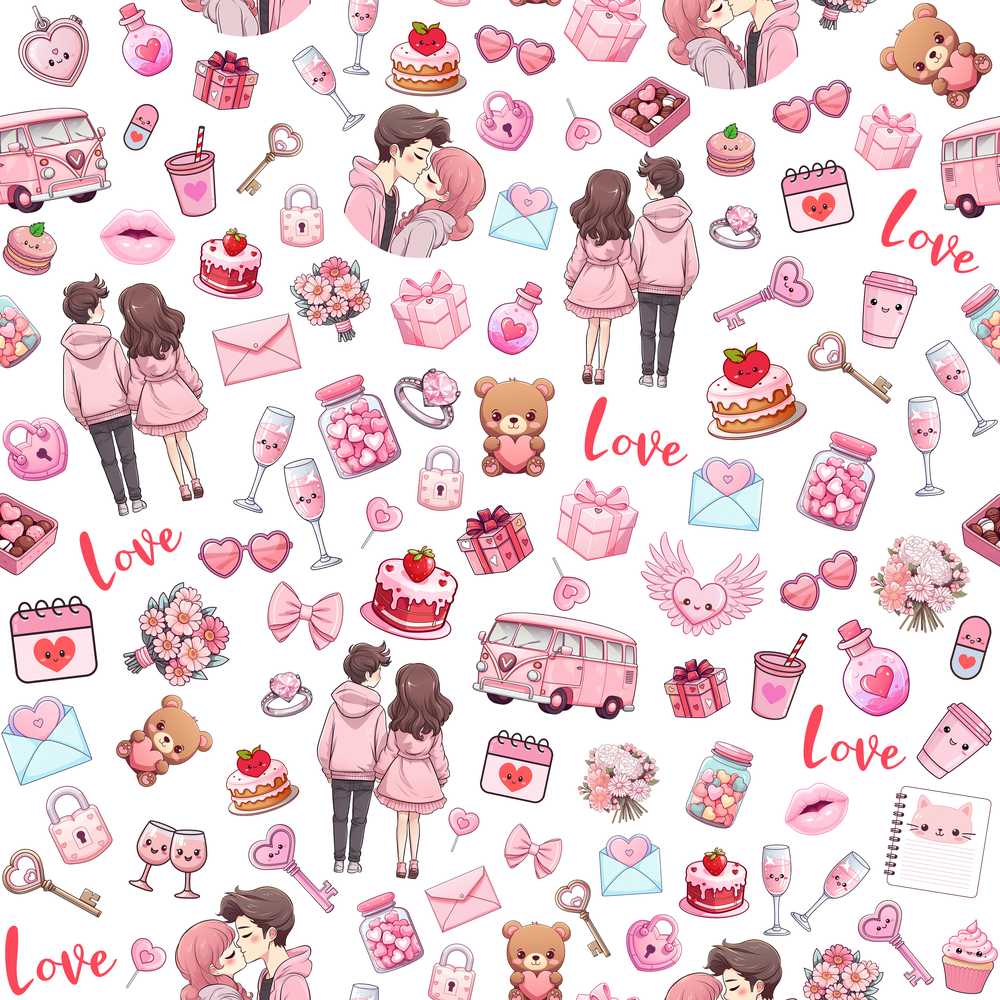 Cute Valentines Couple Love Gifts Hearts Grey Background