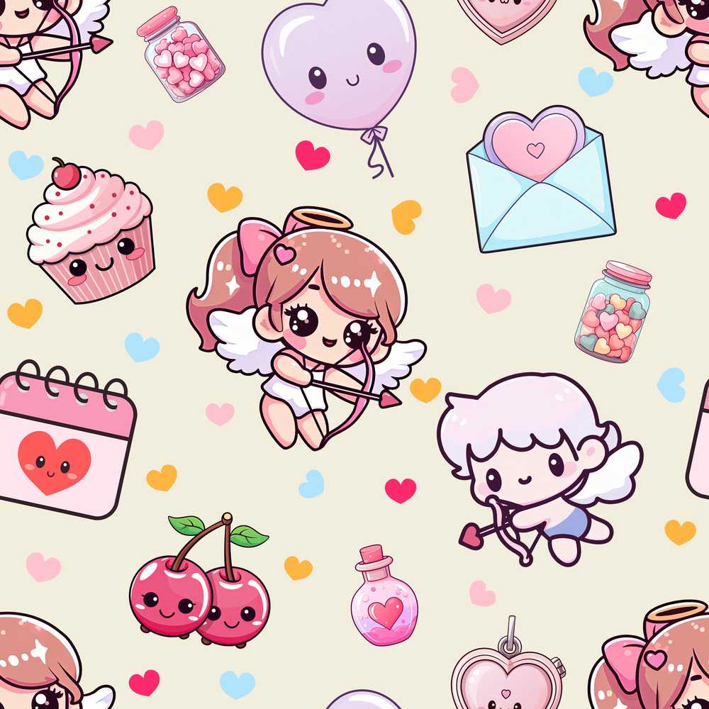 Cute Cupid Angels Hearts Sweets Love Theme Decorative