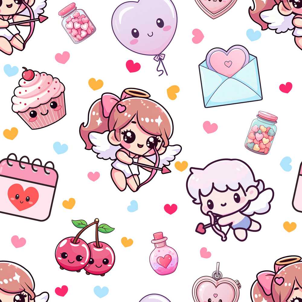 Cute Kawaii Cupid Angels Hearts Balloons Sweets Decorative