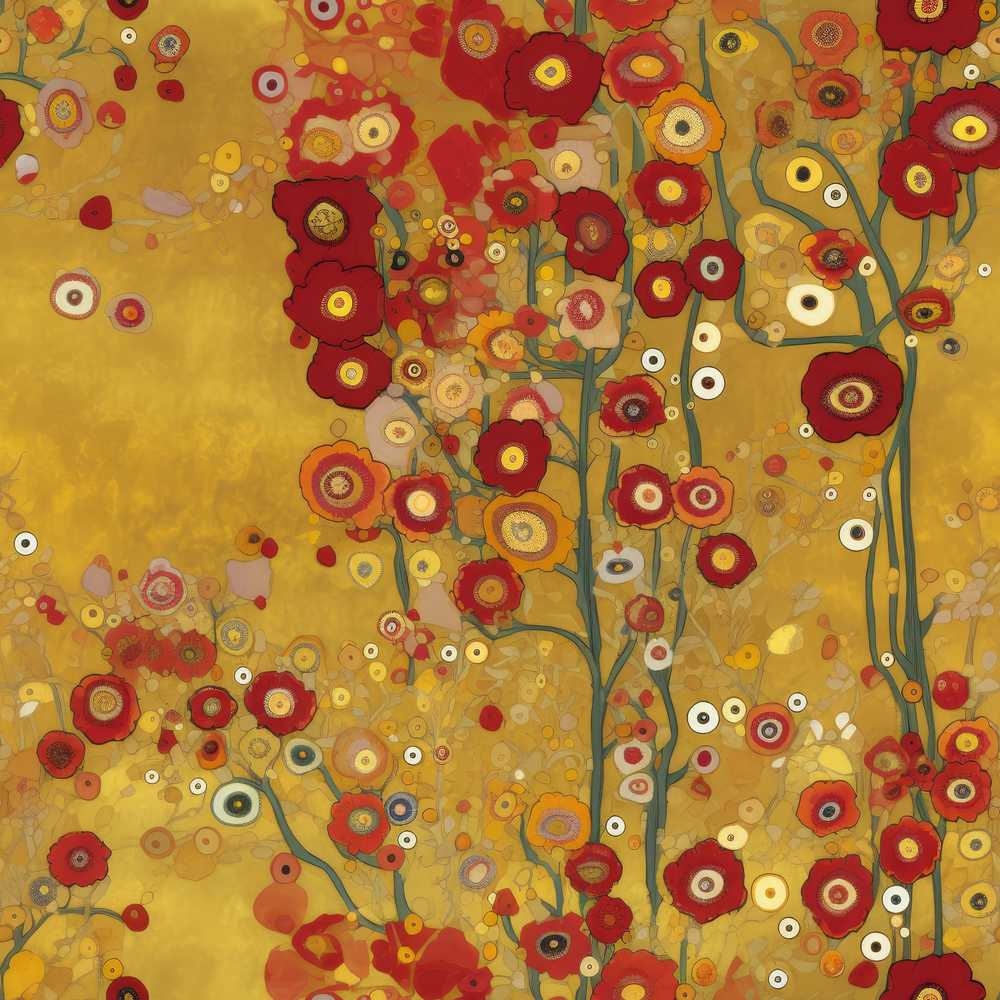 Abstract Circular Floral Yellow Artistic Modern Wildflower Pattern Botanical