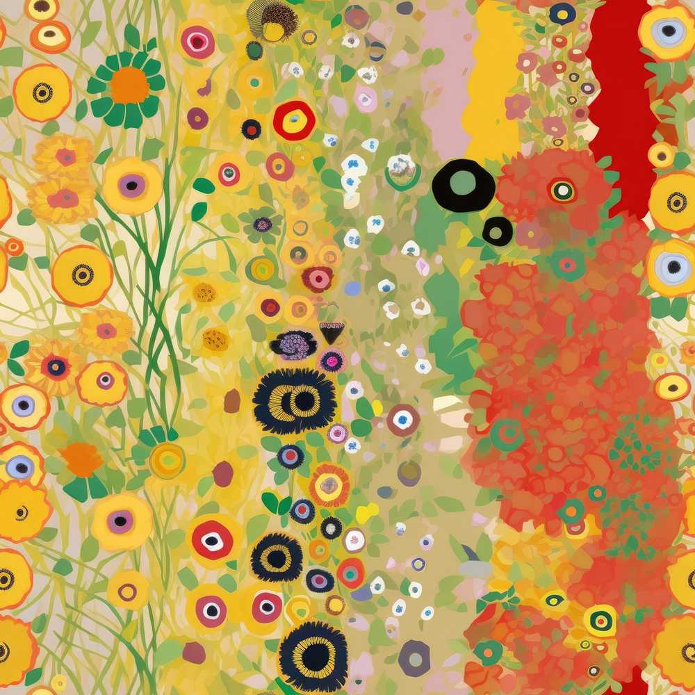 Abstract Golden Floral Ornamental Artistic Wildflower Pattern Botanical