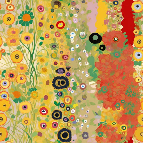 Abstract Golden Floral Ornamental Artistic Wildflower Pattern Botanical