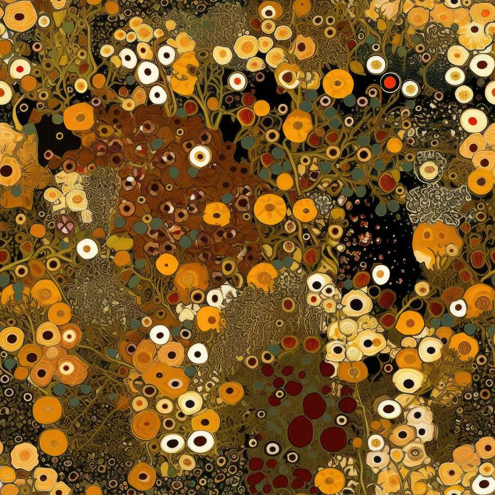 Abstract Golden Brown Floral Ornamental Artistic Wildflower Pattern Botanical