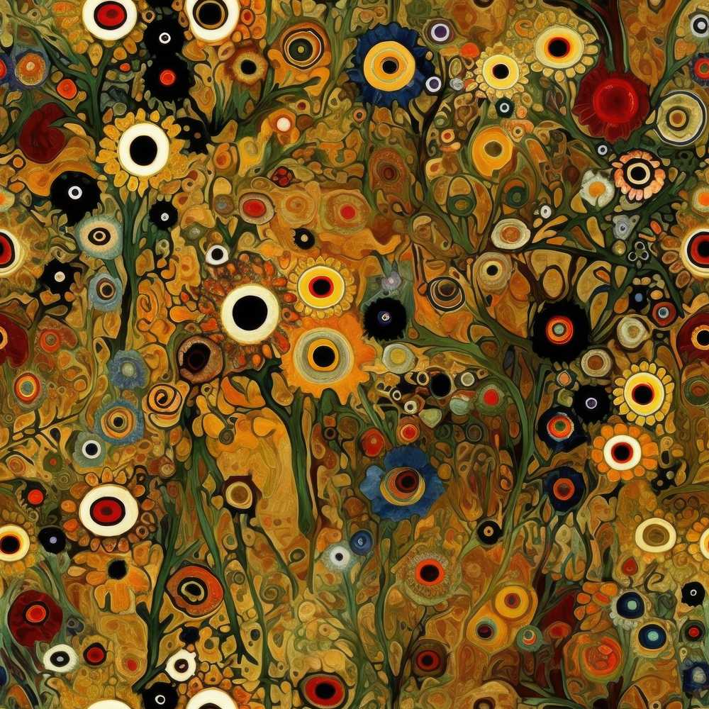 Abstract Floral Circles Pattern Warm Earth Tones Artistic Wildflower