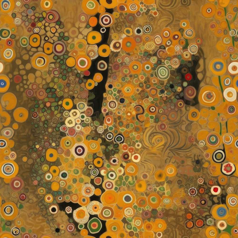 Golden Abstract Mosaic Circles Flowing Organic Shapes Art