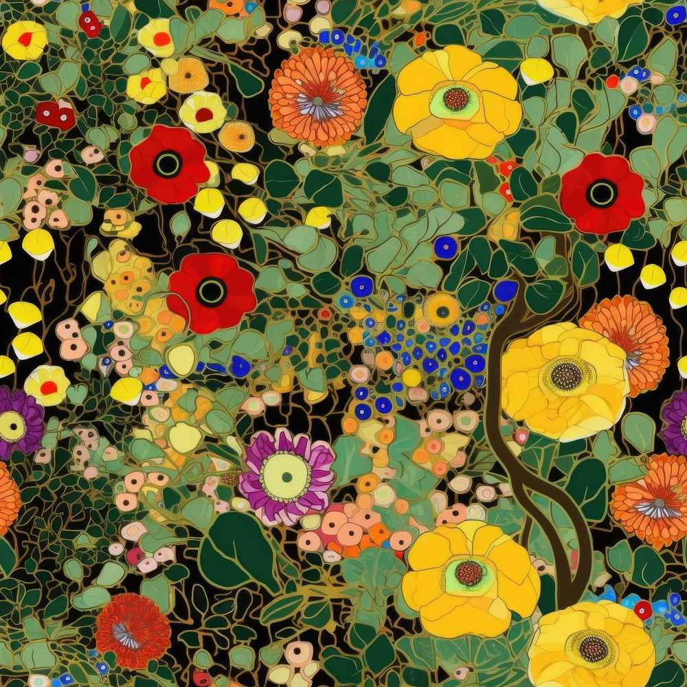 Colorful Modern Floral Pattern Bright Leaves Artistic Wildflower Botanical