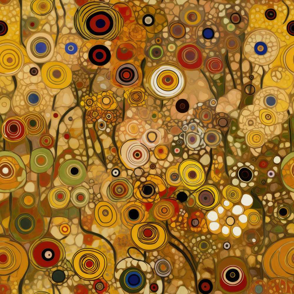 Soft Neutral Abstract Circle Mosaic Organic Shapes Art