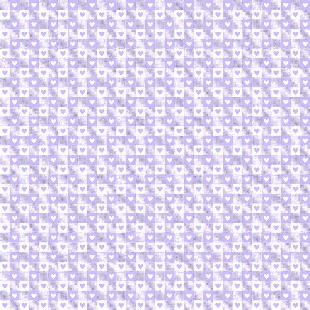 Lilac Gingham Hearts Cute Check Pattern Soft Pastel
