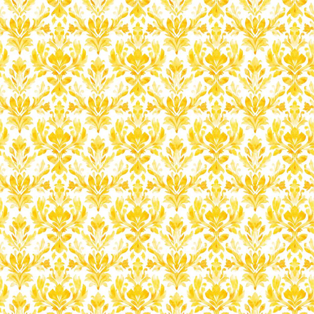 Golden Damask Floral Vintage Ornamental Wildflower Pattern Botanical
