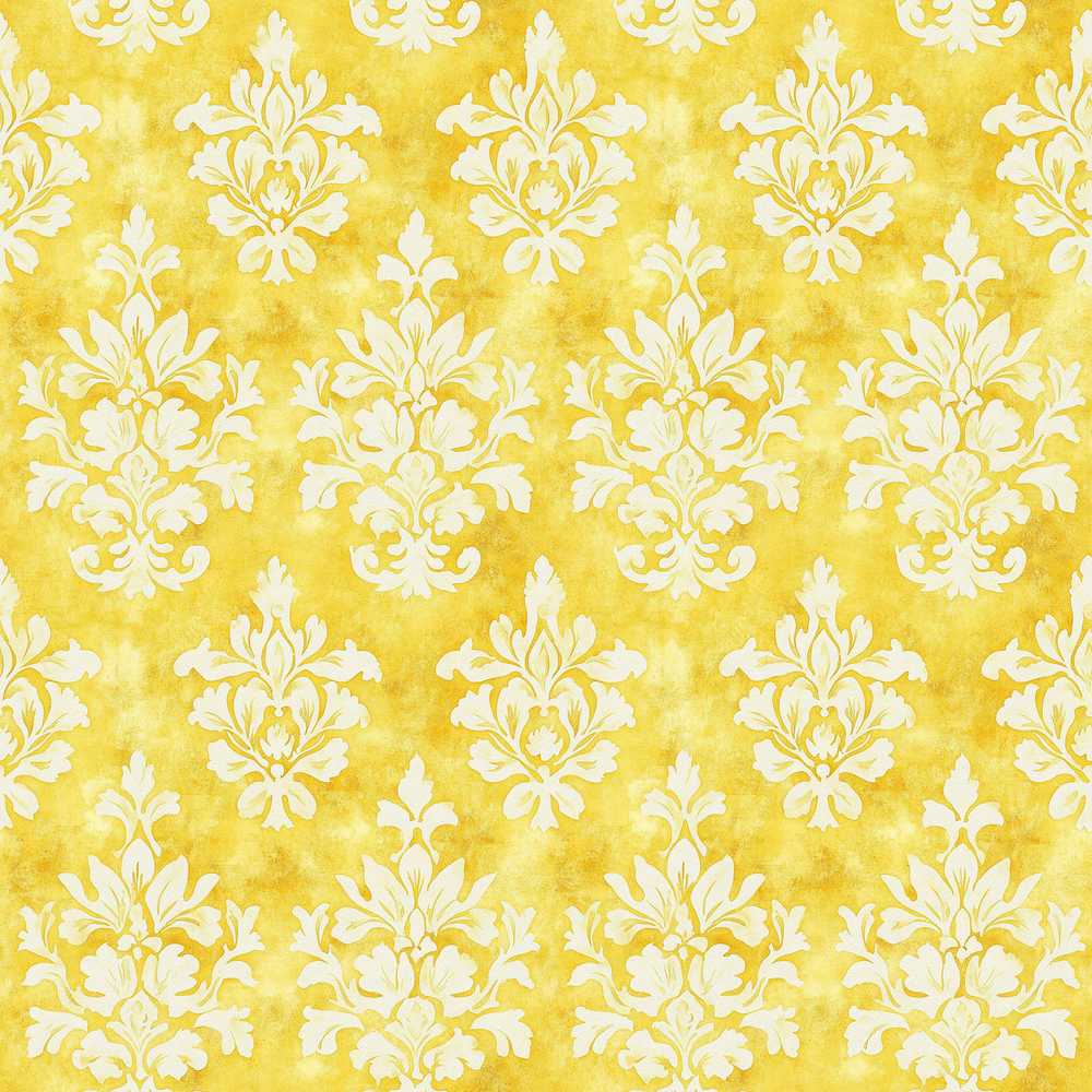 Yellow Watercolor Damask Classic Elegant Decorative Repeat Pattern