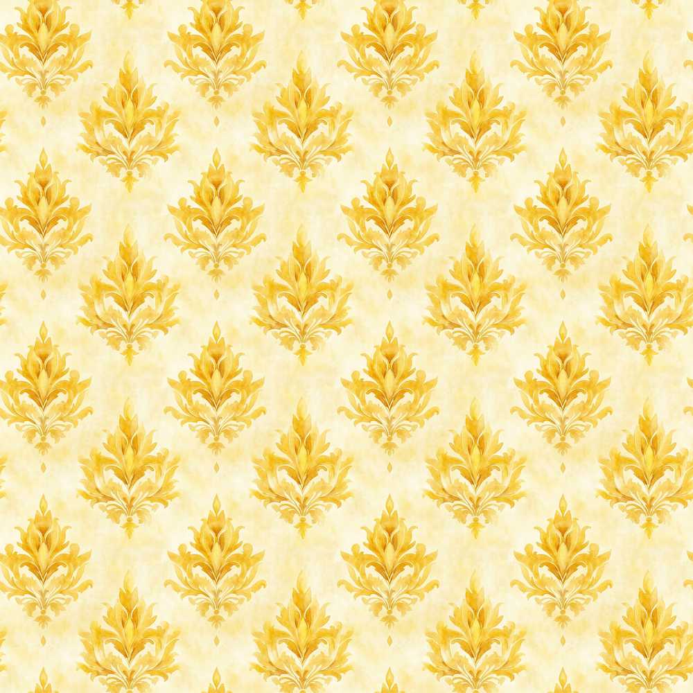 Yellow Classic Damask Elegant Decorative Repeat Pattern Design