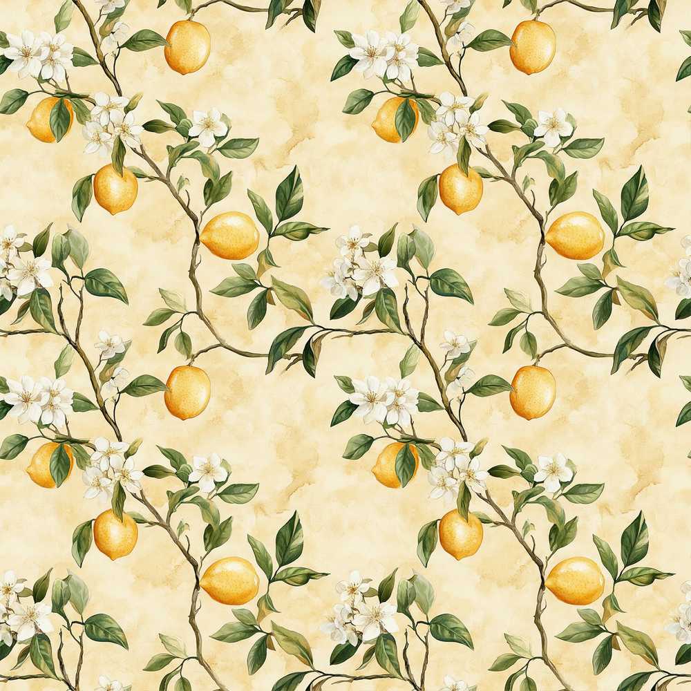 Vintage Lemon Blossom Branches Elegant Floral Citrus Garden Wildflower