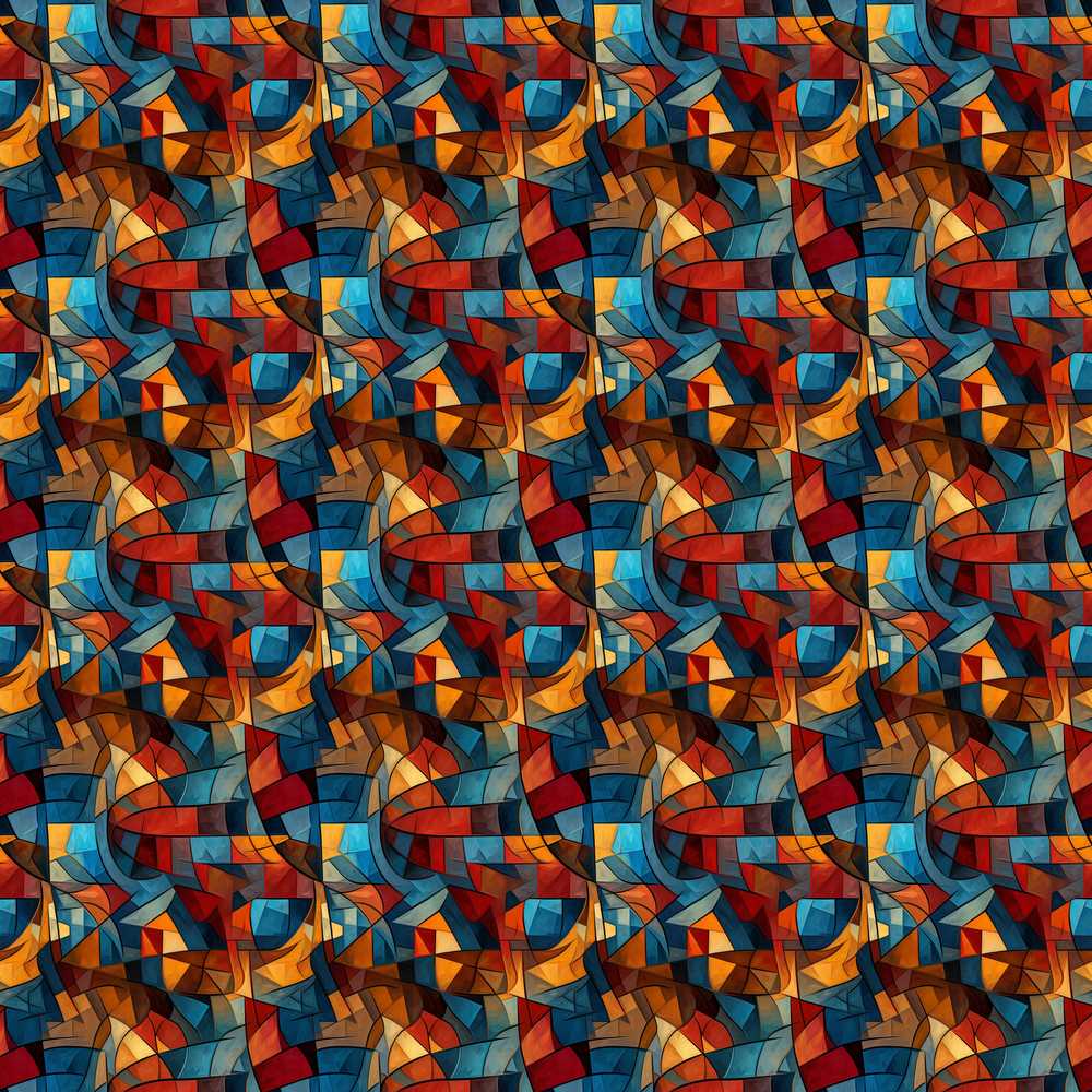 Vibrant Cubist Abstract Swirl Shapes Artistic Art Texture