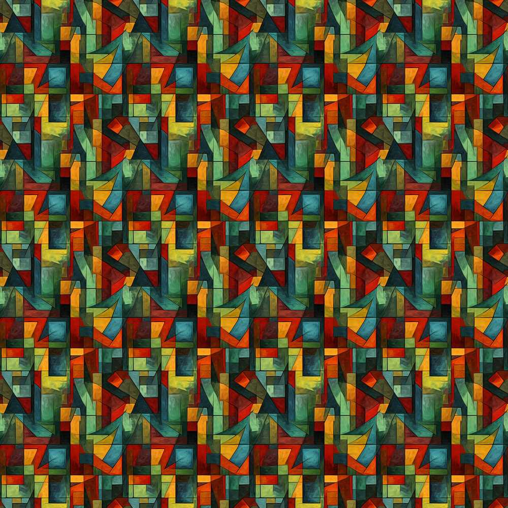Abstract Cubist Geometric Blocks Bold Colorful Art Texture